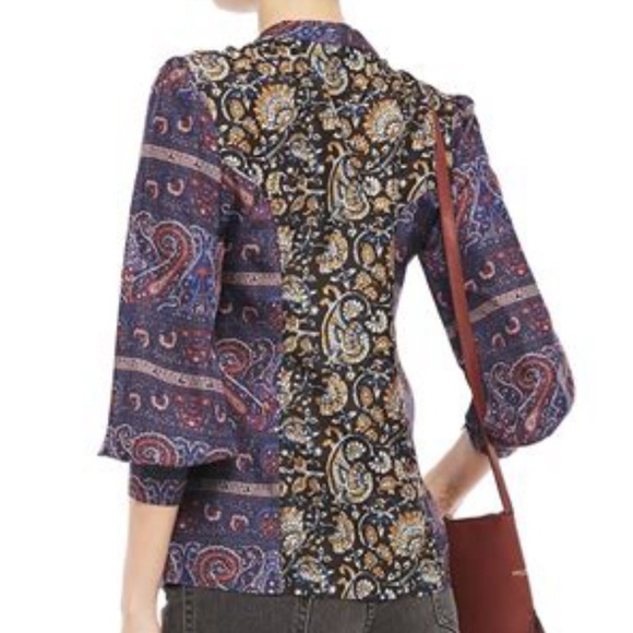 Antik Batik x Anthropologie Danika XS | 0/2 Black Blue Floral & Baroque Button - Picture 5 of 7